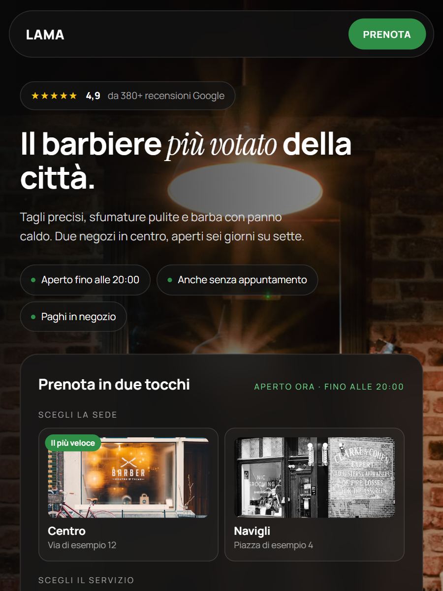 Demo di un sito per un barbiere